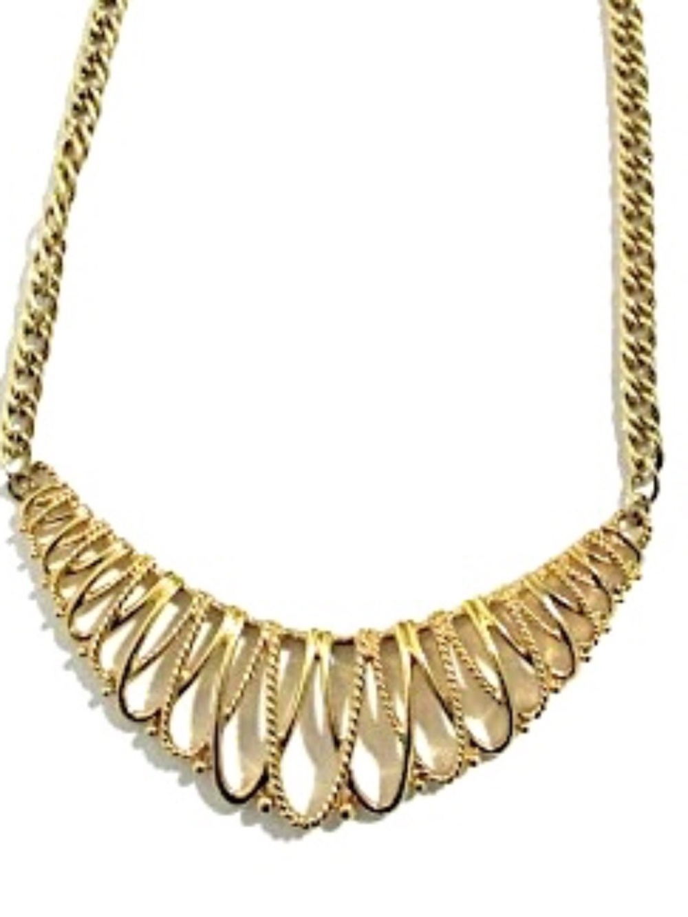 VTG Avon Gold Ribbed Bib Necklace